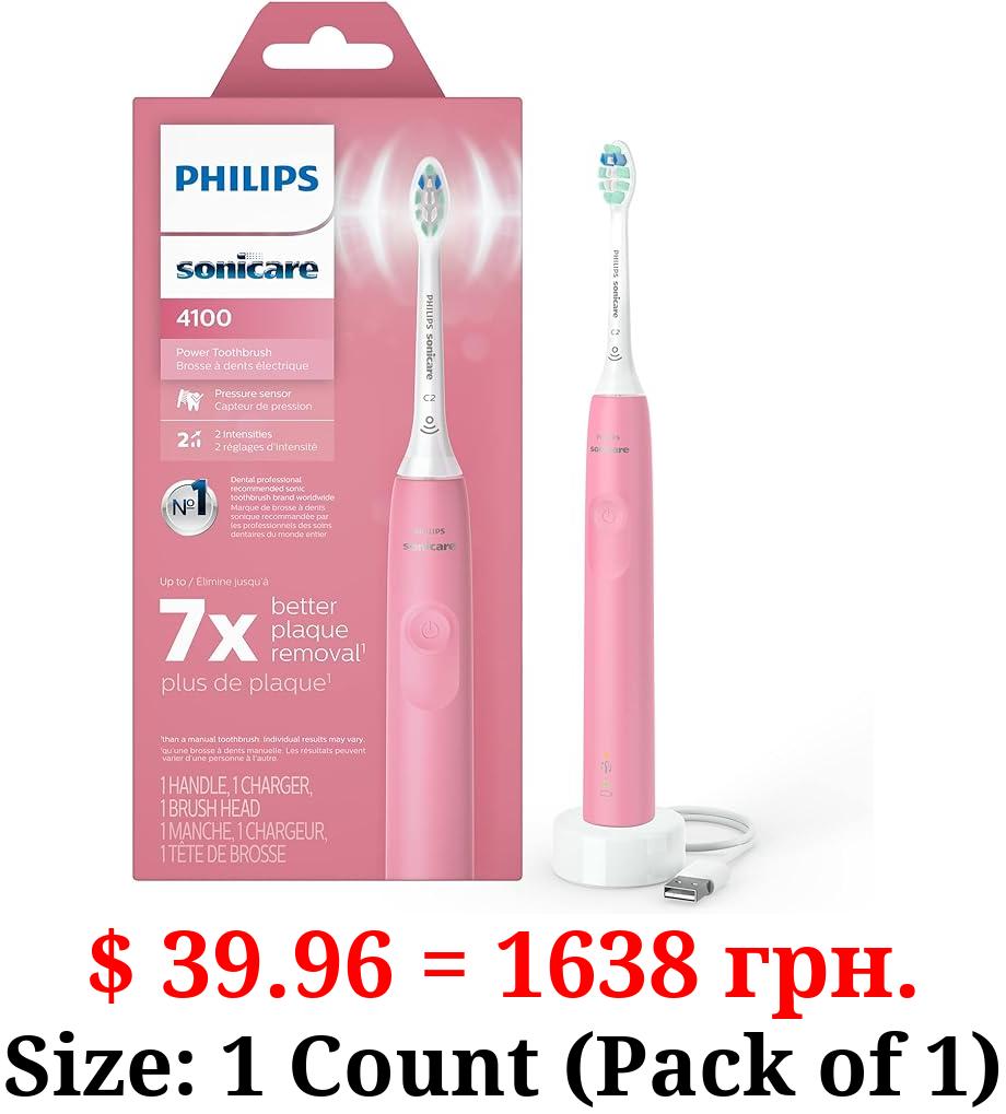 Philips Sonicare 4100 Power Toothbrush, Rechargeable Electric Toothbrush with Pressure Sensor, Deep Pink HX3681/26