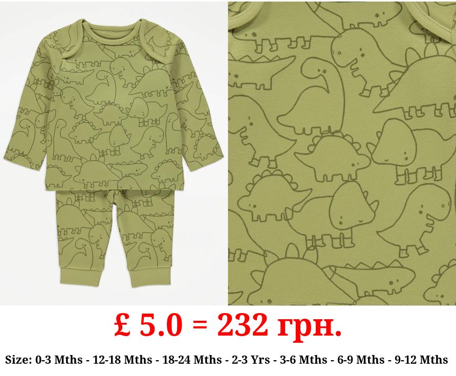 Green Dinosaur Long Sleeve Pyjamas Gift Set