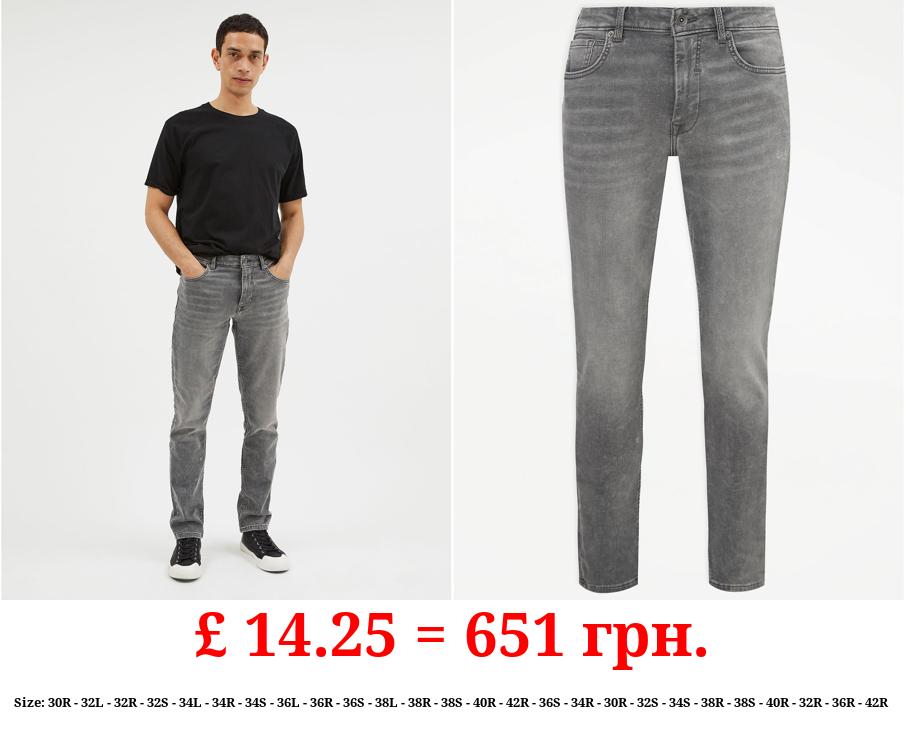 Light Grey Slim Tapered Comfort Fit Jeans With Stretch