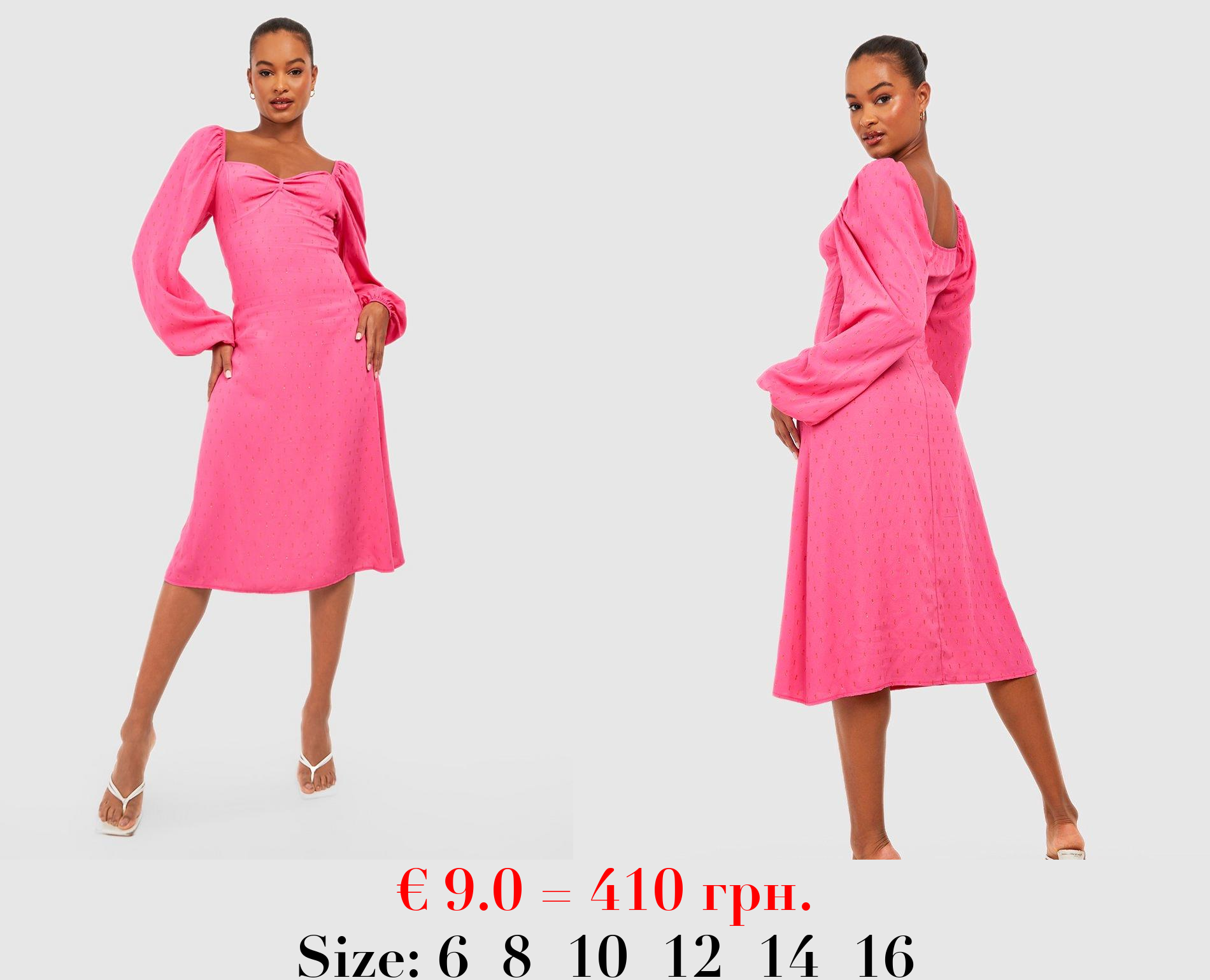 Tall Metal Detail Peasant Sleeve Midi Dress