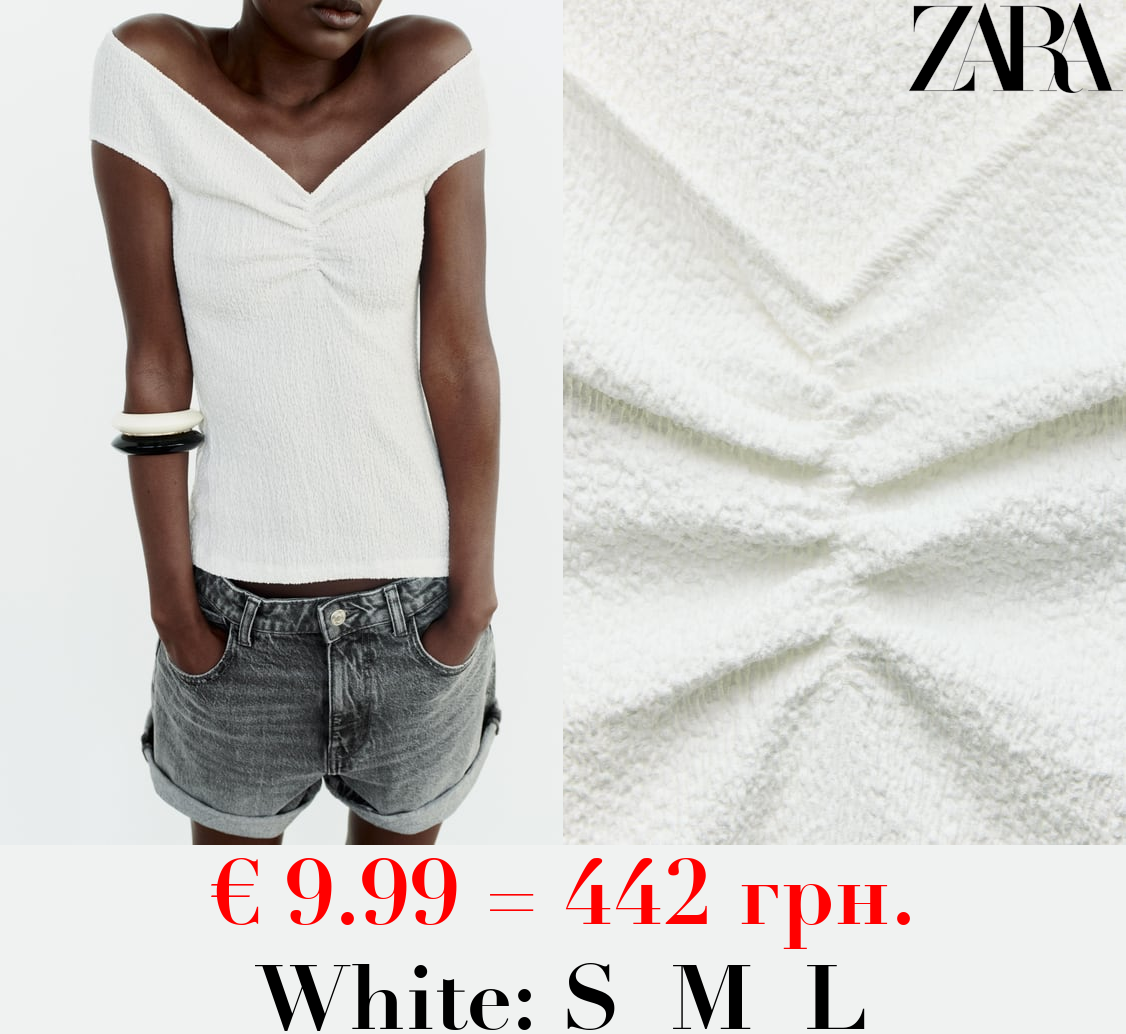 TEXTURED TOP WITH GATHERED DETAIL