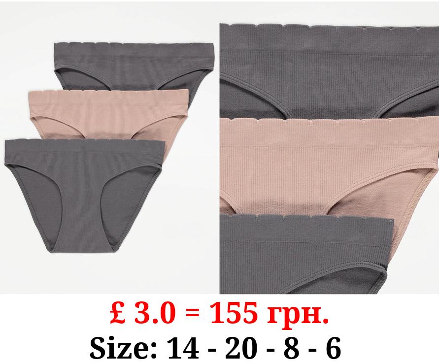 Ribbed Seam Free Comfort High Leg Knickers 3 Pack