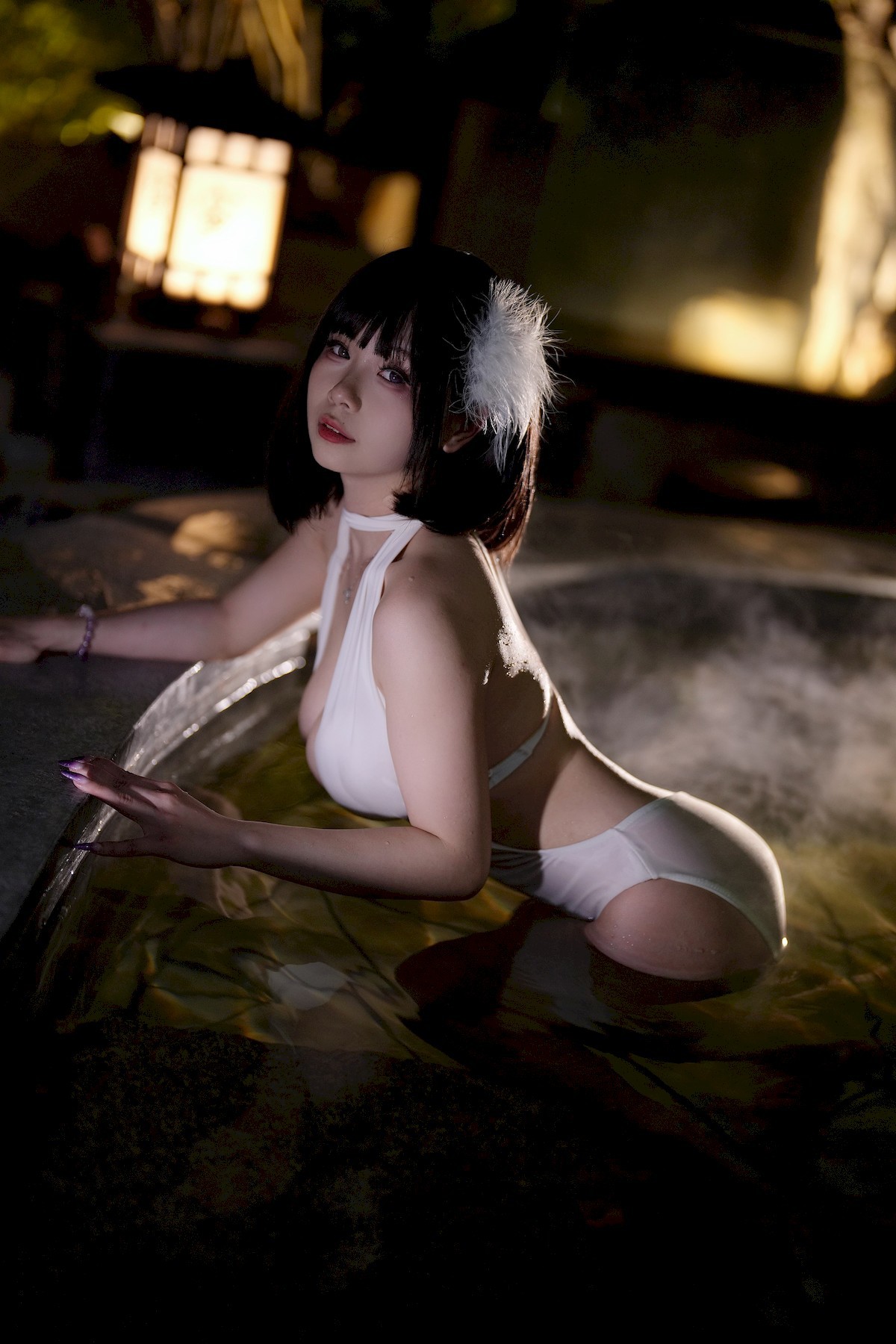 Cosplay 末夜787 白色泳装 3