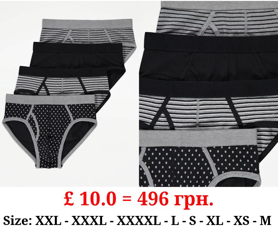 Grey Patterned Briefs 4 Pack
