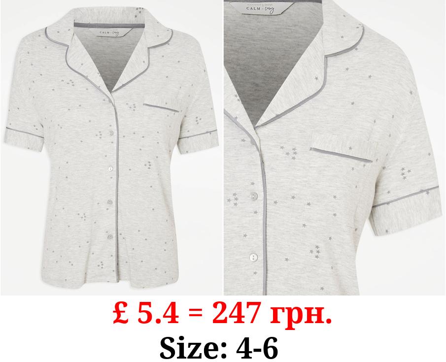 Grey Star Print Pyjama Shirt