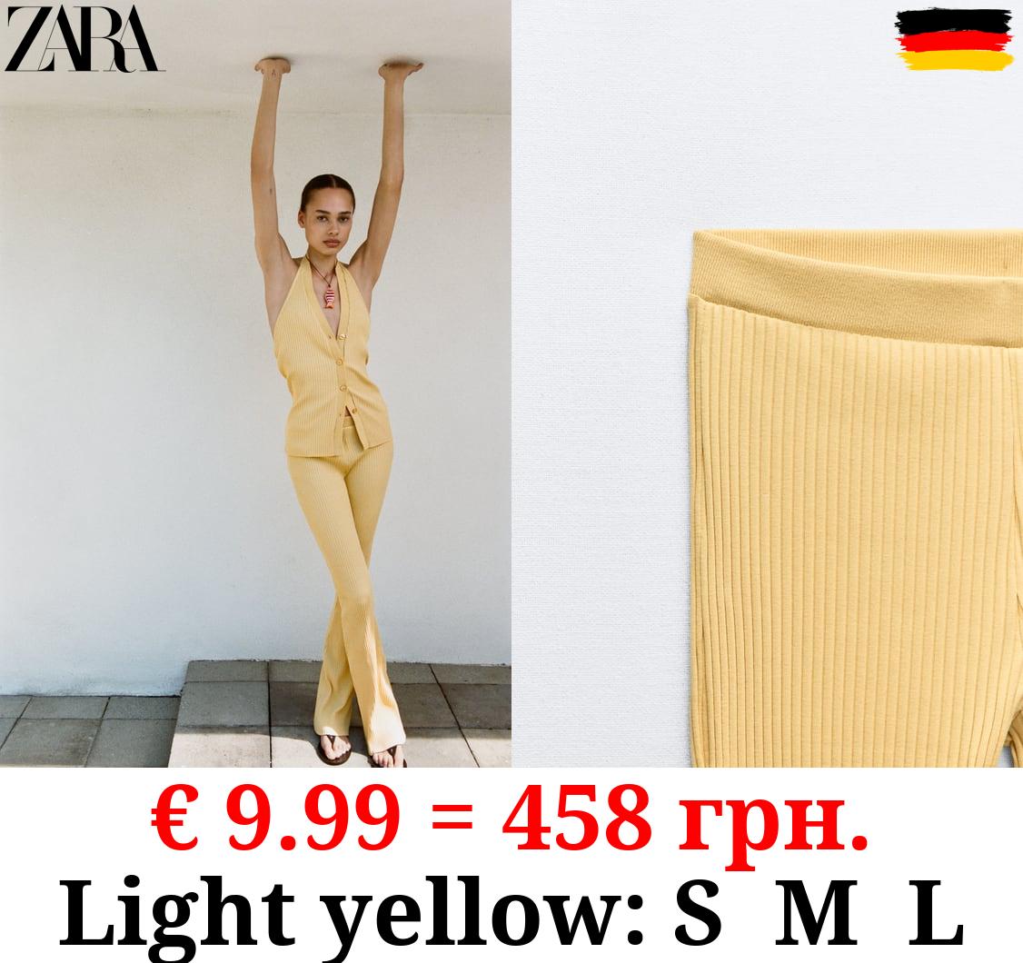 RIBBED FLARED TROUSERS