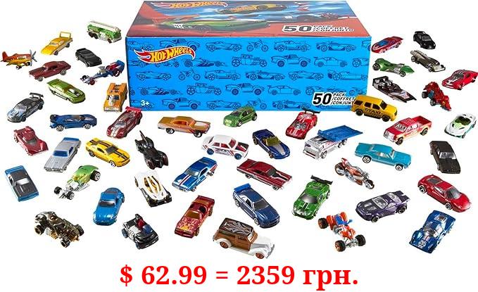 Hot Wheels Set of 50 Toy Trucks & Cars in 1:64 Scale, Individually Packaged Vehicles (Styles May Vary) (Amazon Exclusive)