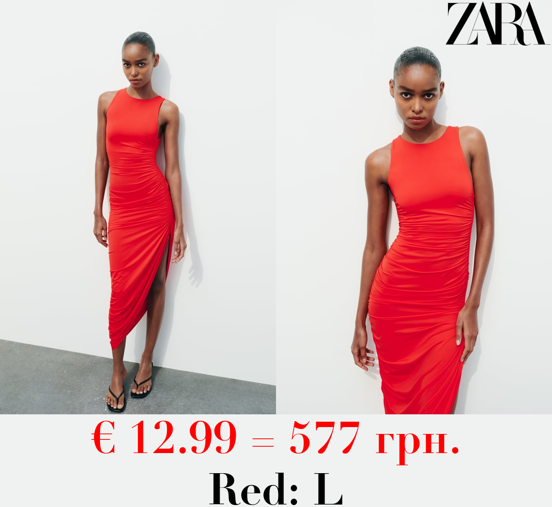 FITTED POLYAMIDE DRAPED DRESS