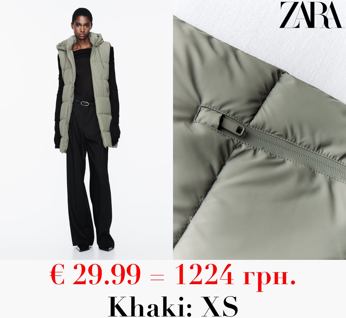 RUBBERIZED PUFFER VEST WITH HOOD