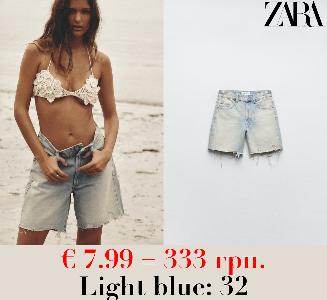 LOOSE FIT DENIM TRF BERMUDA SHORTS