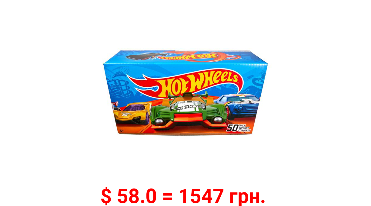 Hot Wheels 50-Car Pack Of 1:64 Scale Vehicles For Kids & Collectors (Styles May Vary)
