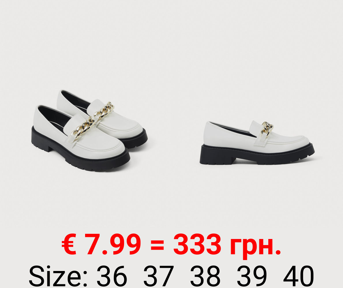 Platform loafers with chain detail