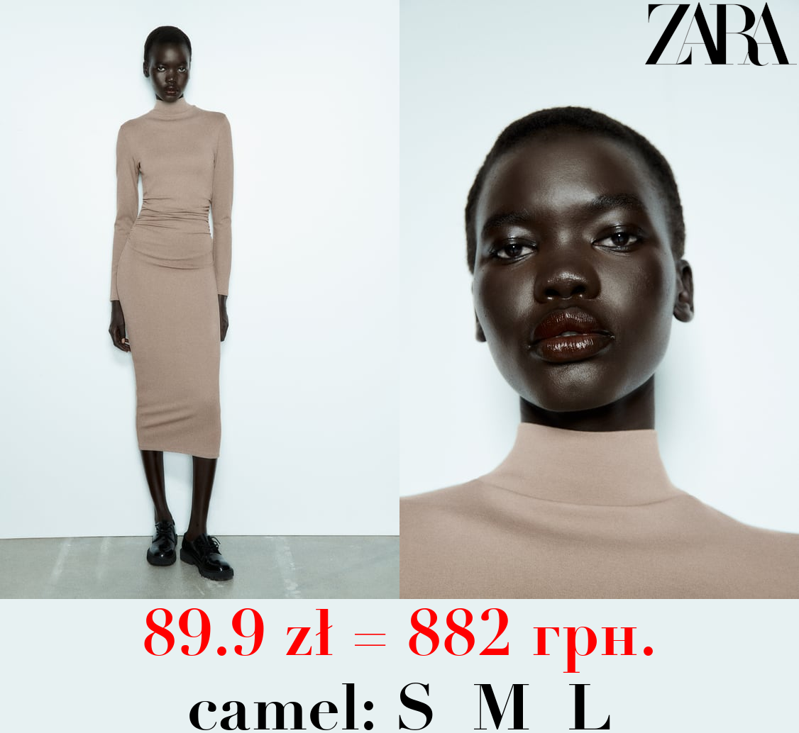 MIDI DRESS WITH GATHERING