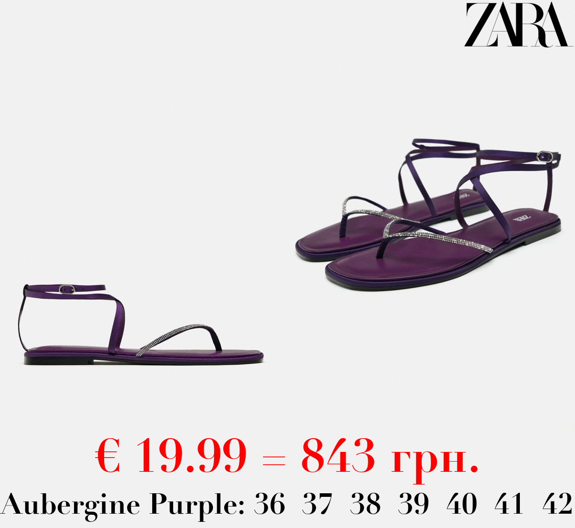 FLAT SLIDER SANDALS WITH RHINESTONES