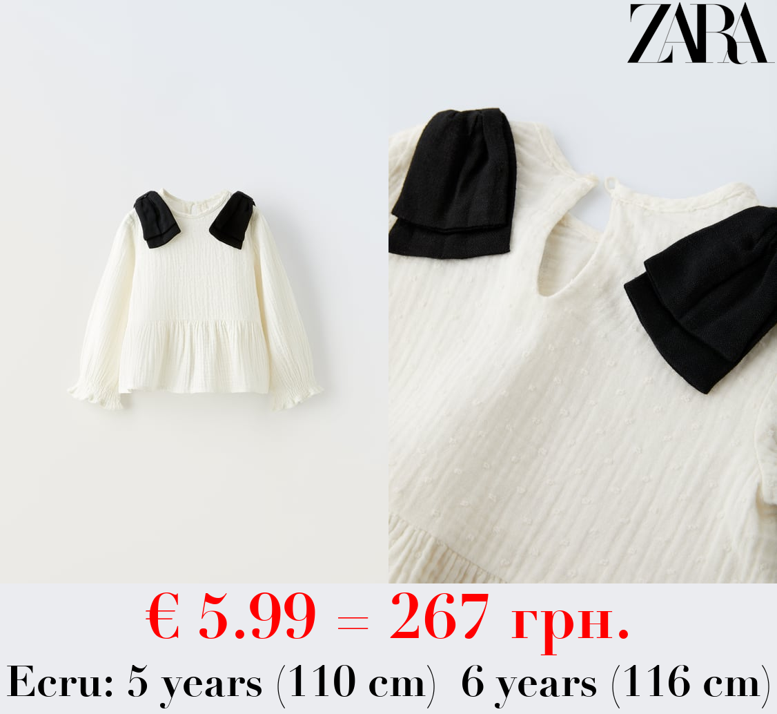 DOTTED MESH BLOUSE WITH BOWS