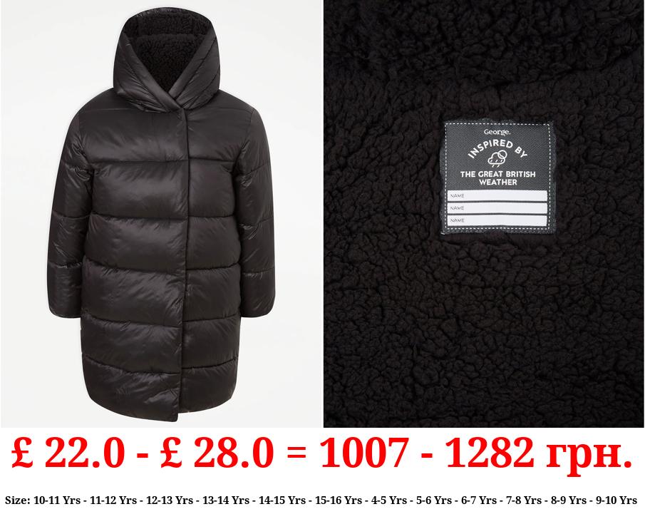 Black Longline Padded Coat