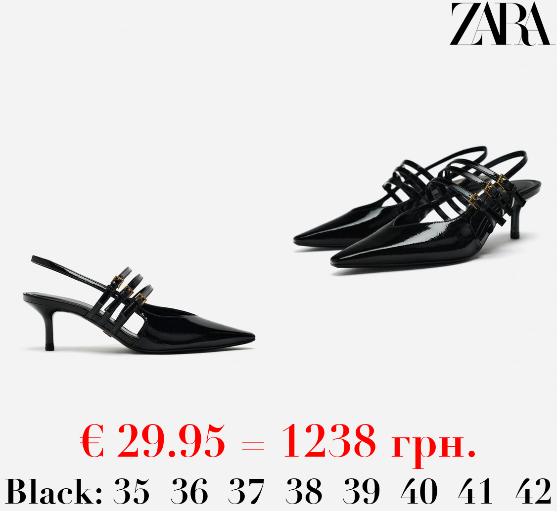 KITTEN-HEEL SLINGBACK SHOES WITH STRAPS