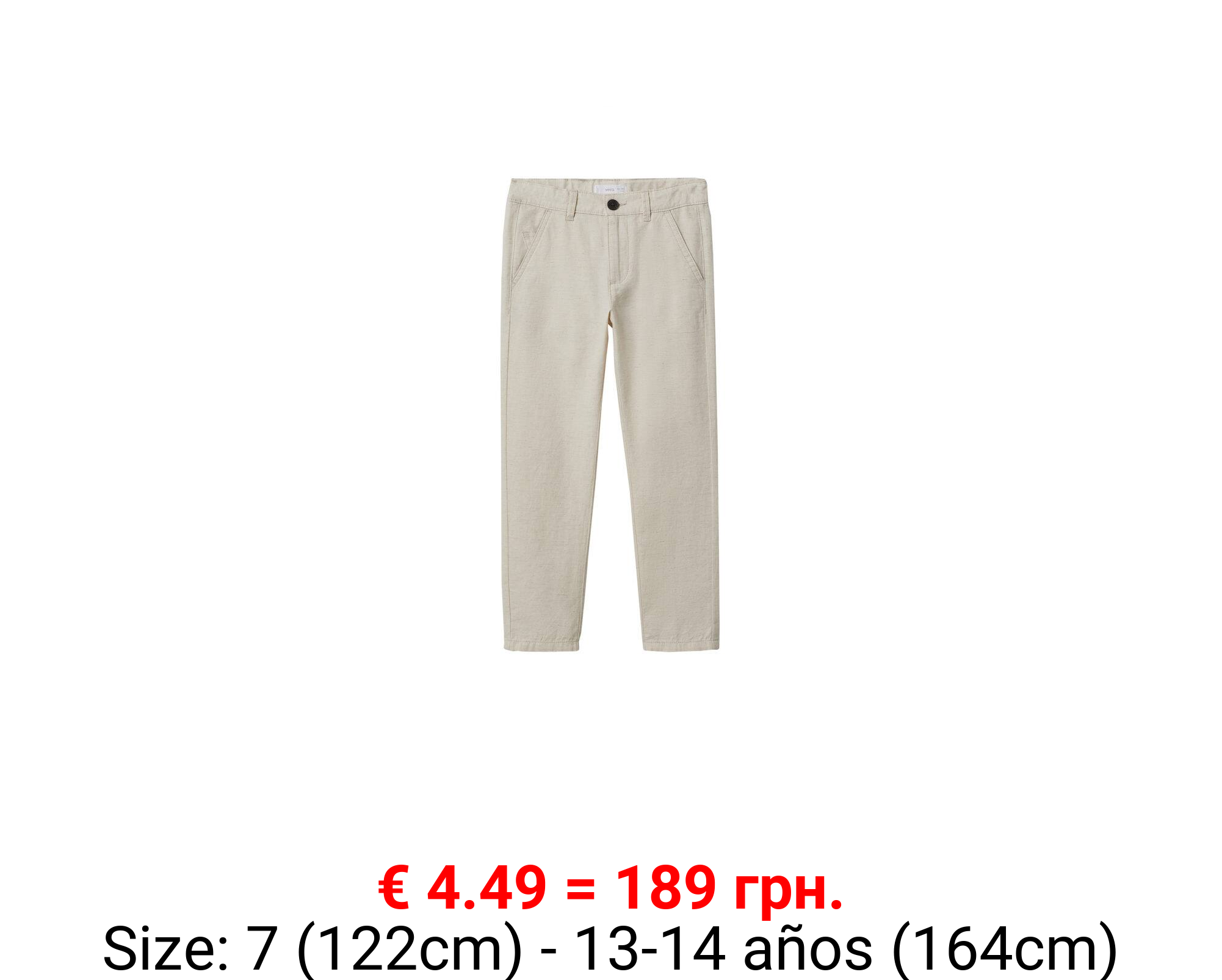 Pantalón slim fit algodón lino