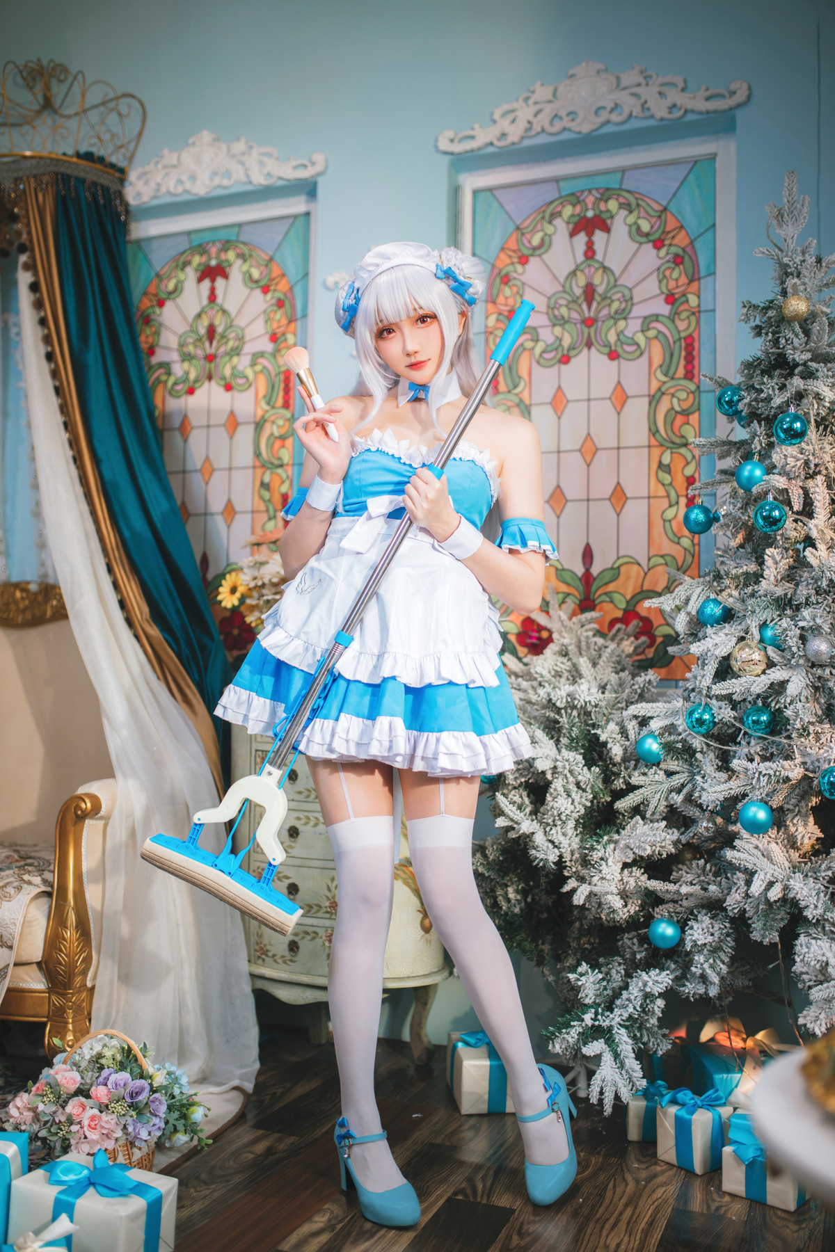 Cosplay 瓜希酱 碧蓝航线 小天鹅女仆 19