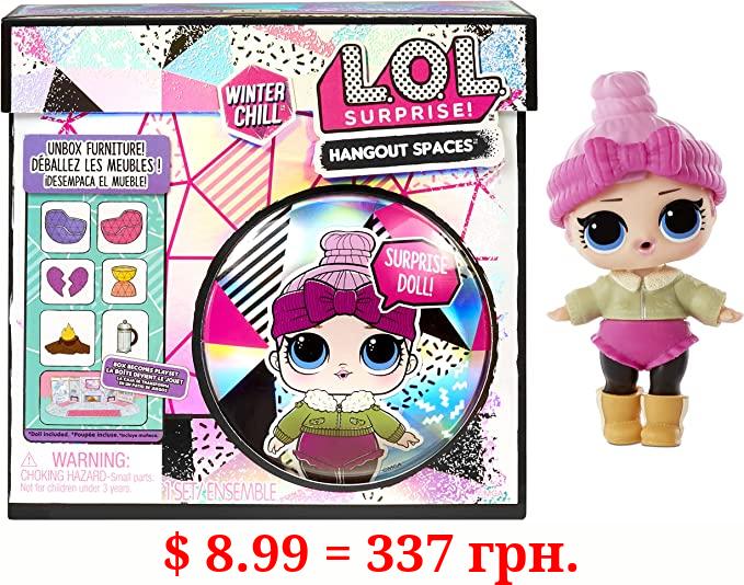 LOL Surprise Winter Chill Hangout Spaces Furniture Playset with Cozy Babe Doll, 10+ Surprises, Accessories, for LOL Dollhouse Play- Collectible Toy for Kids, Gift for Girls Boys Ages 4 5 6 7+ Years