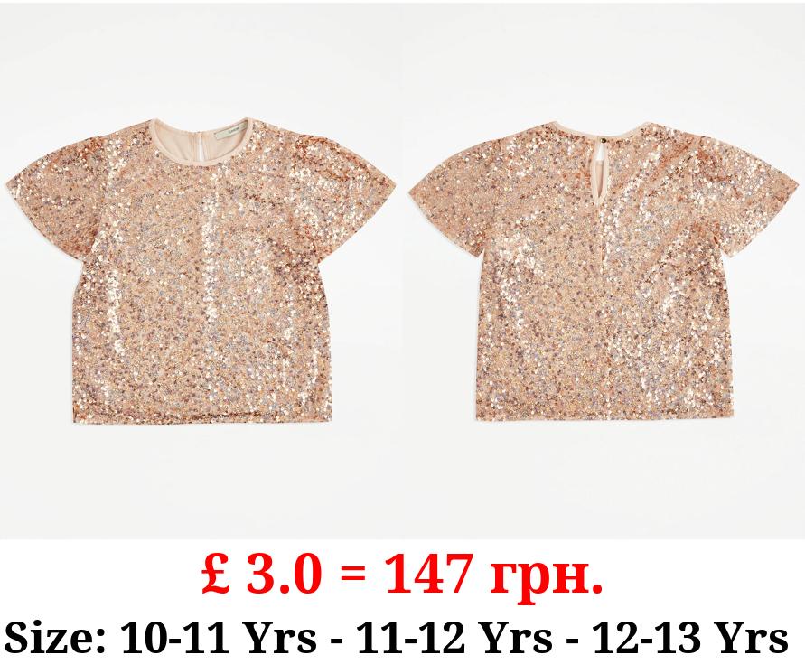 Rose Gold Sequin Top