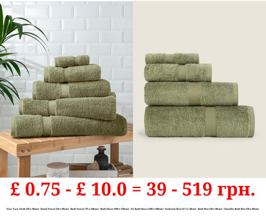 Sage Green Super Soft Towel & Bath Mat Range