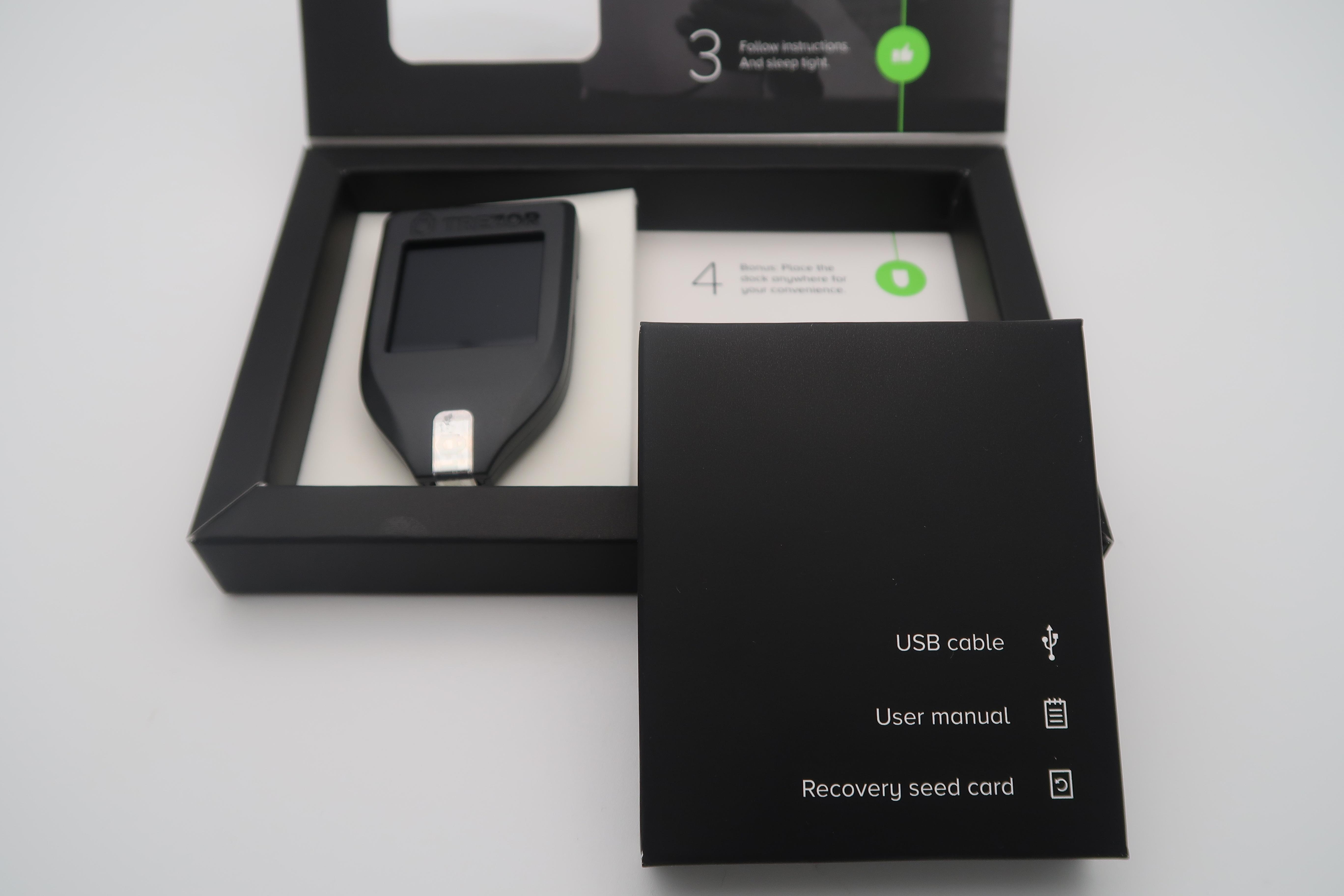 The box in which Trezor Model T Hardware Wallet arrives.