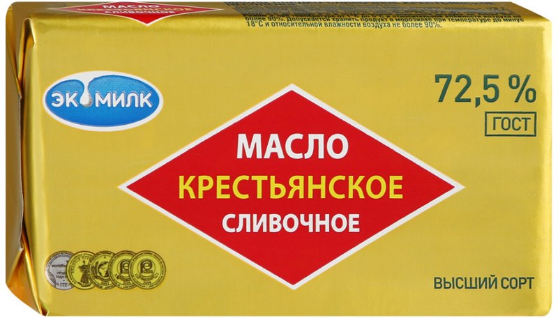 Фейк: сладко-сливочное масло «Крестьянское» 72,5%