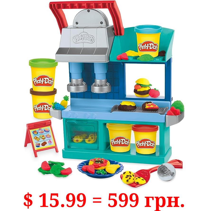 Play-Doh Kitchen Creations Busy Chef's Restaurant Playset, 2-Sided Play Kitchen Set, Preschool Cooking Toys, Kids Arts & Crafts, Ages 3+