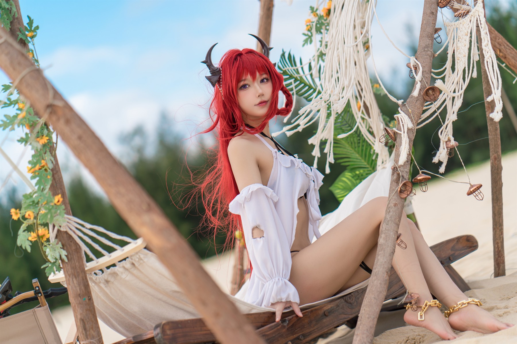 Cosplay 阿包也是兔娘 明日方舟 史尔特尔泳装 22