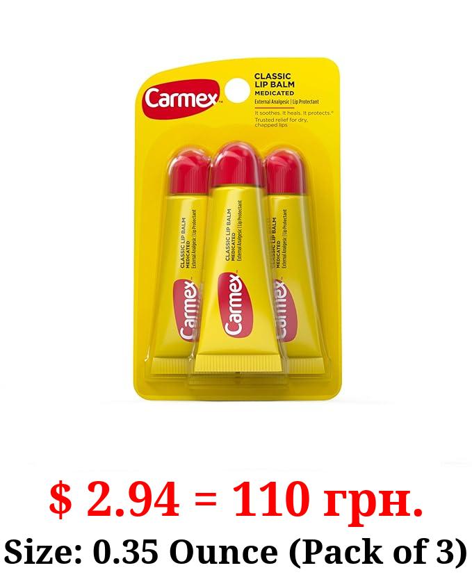 Carmex Original Flavor Moisturizing Lip Balm Tube Value Pack,0.35 Ounce (3 Count)