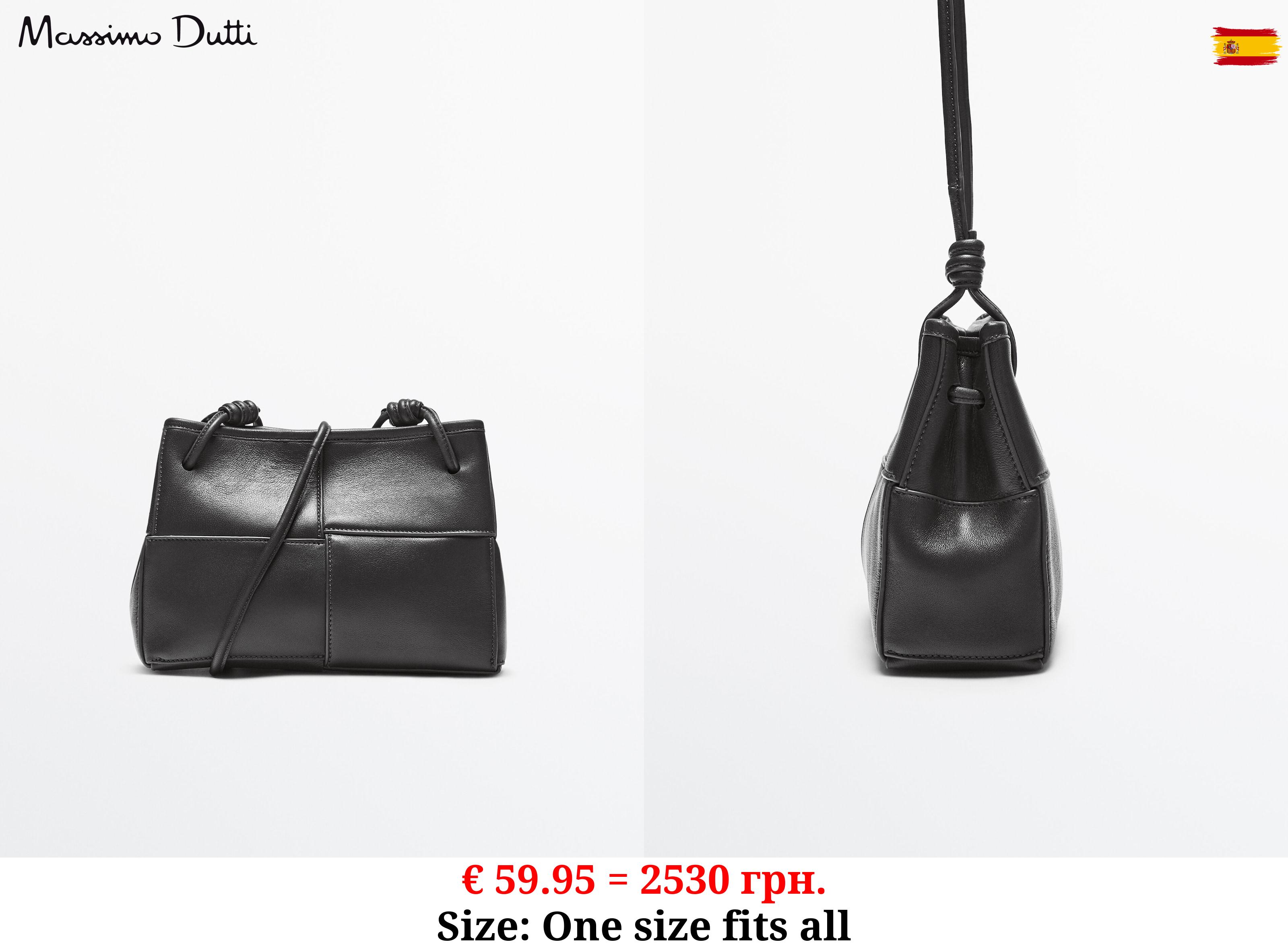 Nappa leather crossbody bag with seam details BLACK