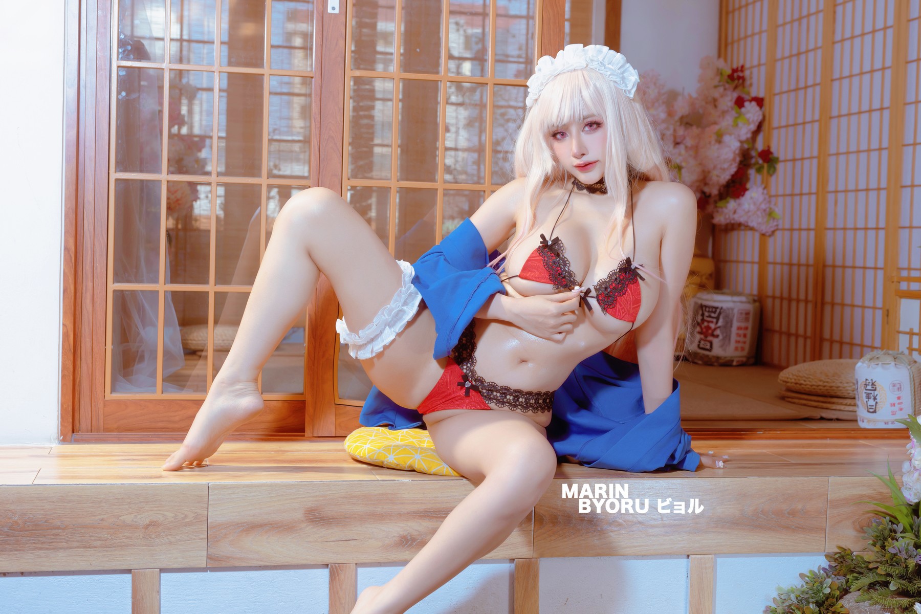 Cosplay 日本性感萝莉Byoru Marin Red Lingerie 19