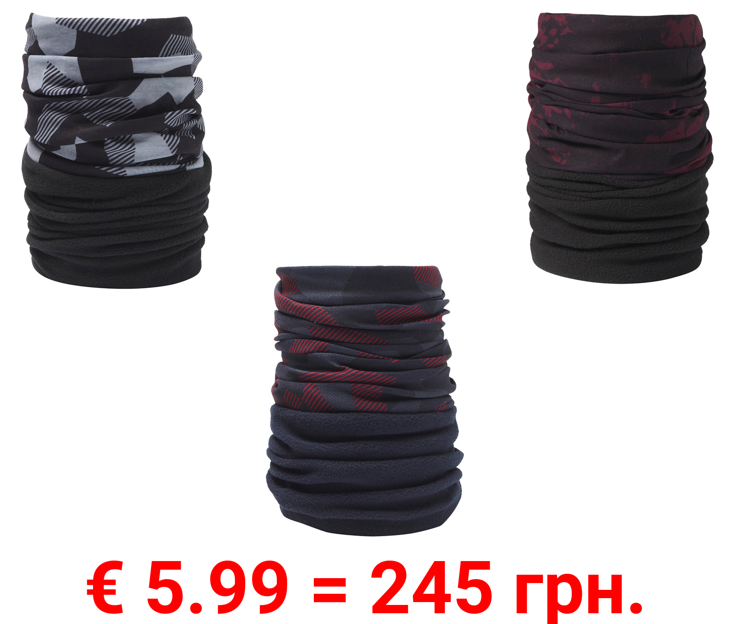 CRIVIT Damen Herren Multifunktionstuch mit Fleeceeinsatz