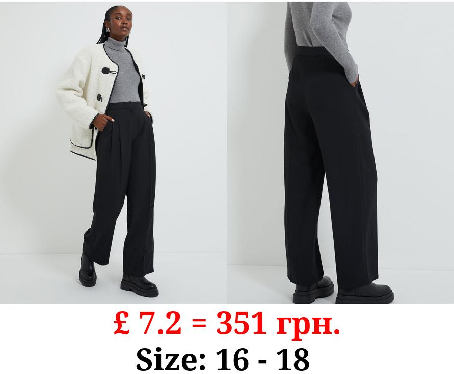 Black Pleated Wide Leg Trousers