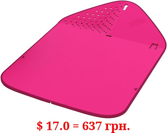 Joseph Joseph 600858 Dishwasher Safe Colander Integrated Cutting Board Rinse & Chop Plus, Pink