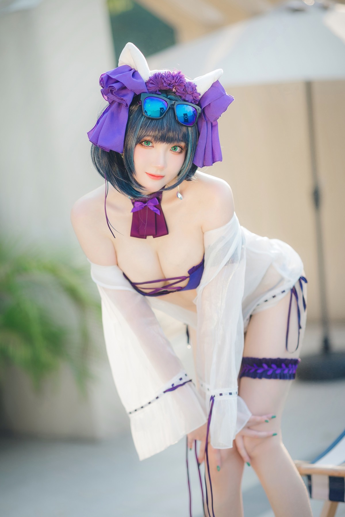 Cosplay 瓜希酱福利 柴郡泳装 9