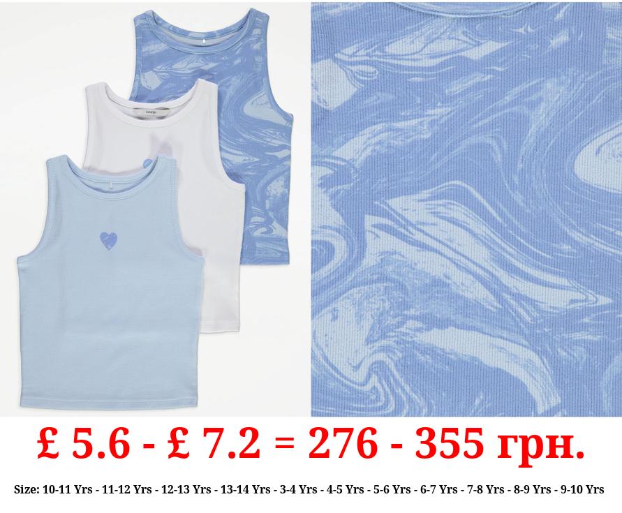 Ribbed Racer Back Vest Tops 3 Pack