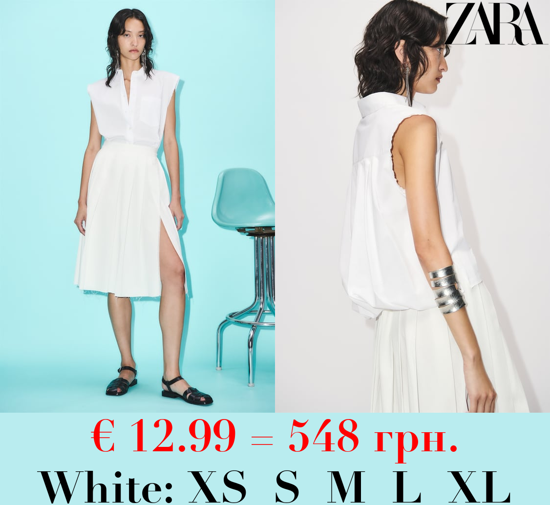 POPLIN SHIRT WITH PUFF SLEEVES