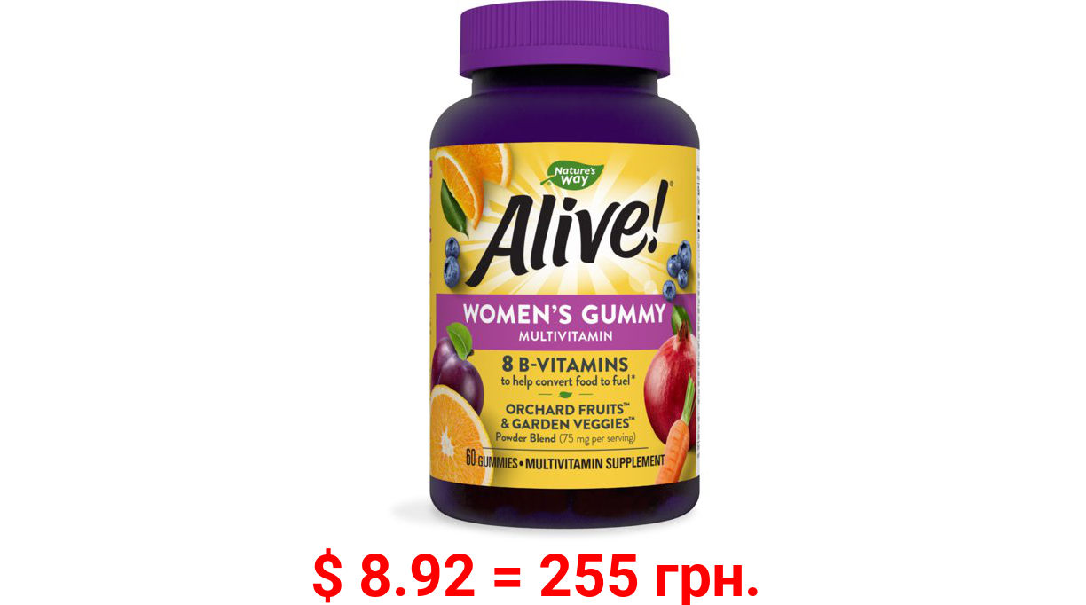 Nature’s Way Alive! Women’s Gummy Multivitamin, B-Vitamins, Mixed Berry Flavored, 60 Gummies