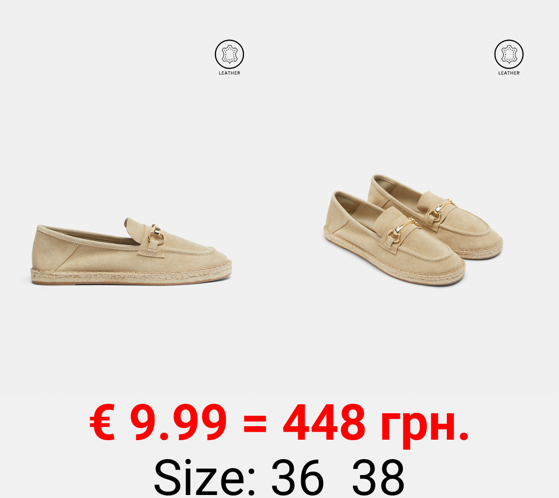 Leather espadrilles with buckle