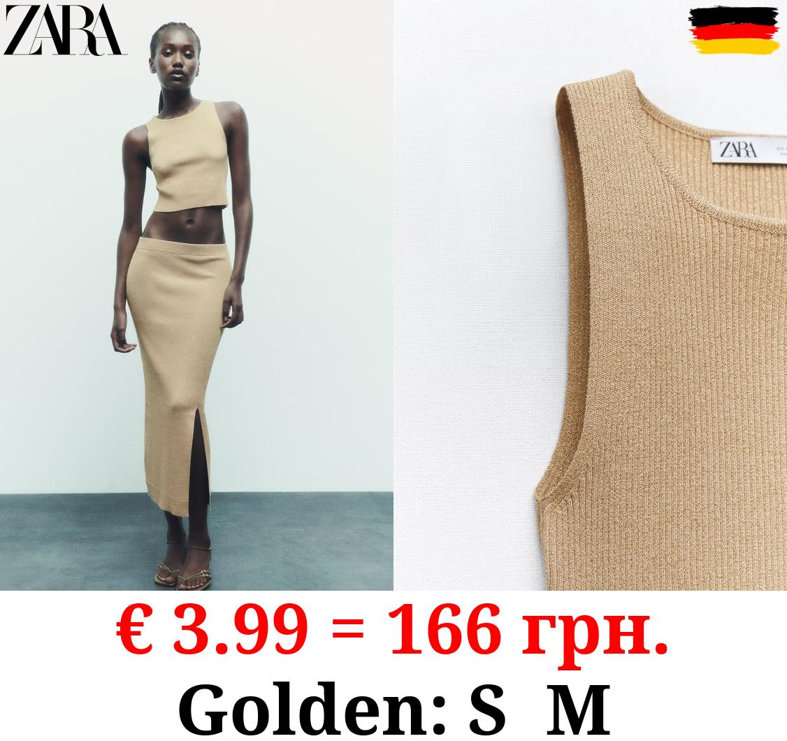 METALLIC THREAD KNIT CROP TOP