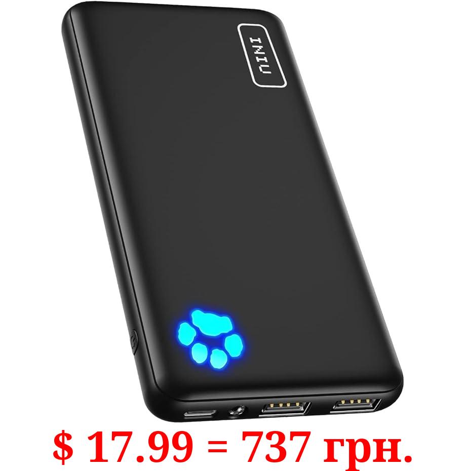 INIU Portable Charger, Slimmest 10000mAh 5V/3A Power Bank, USB C in&out High-Speed Charging Battery Pack, External Phone Powerbank Compatible with iPhone 15 14 13 12 X Samsung S22 S21 Google iPad etc