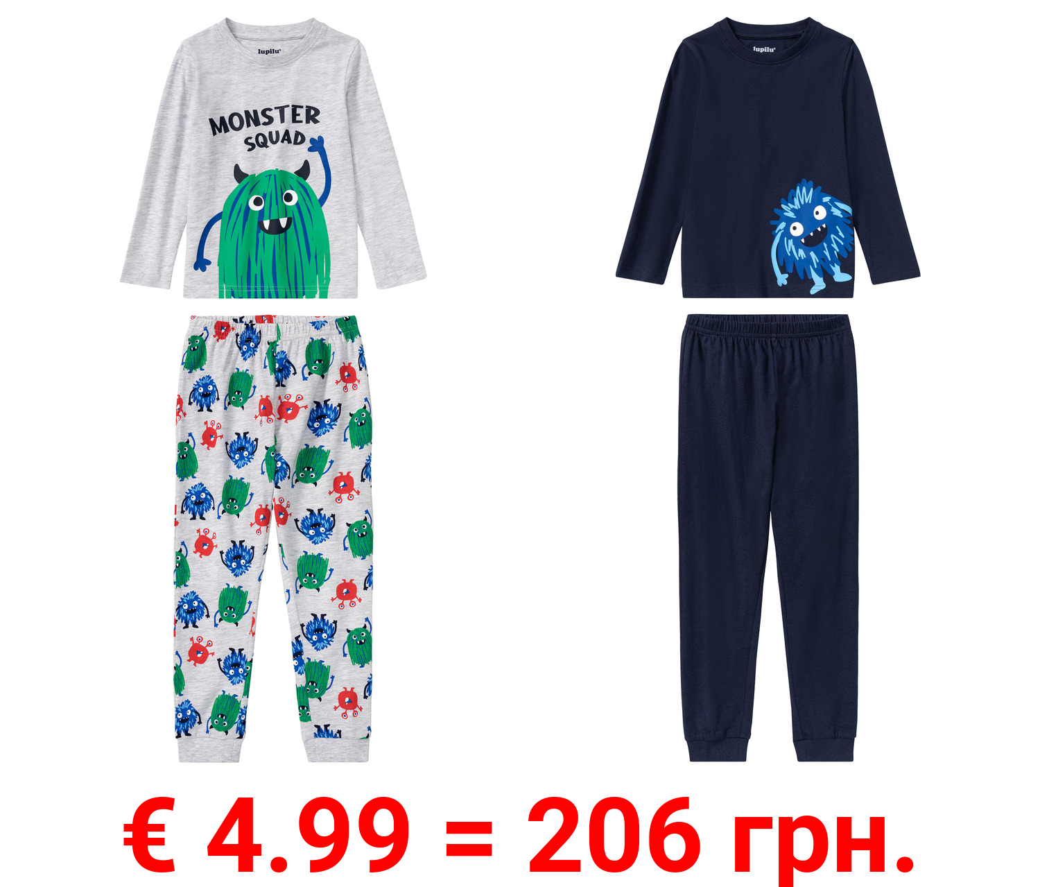 lupilu® Kleinkinder Pyjama, lang, mit Bio-Baumwolle