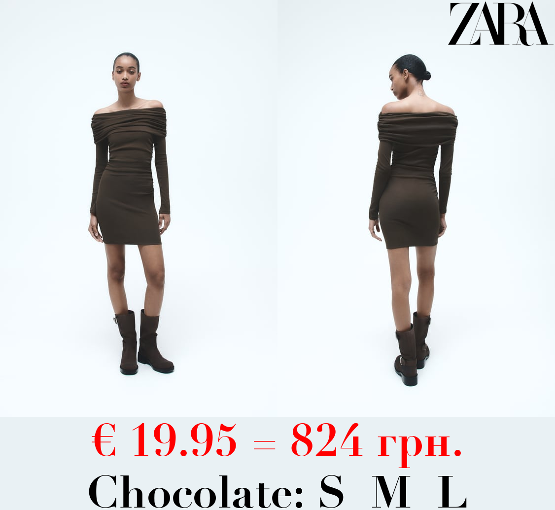 OFF-THE-SHOULDER DRESS WITH GATHERED DETAIL