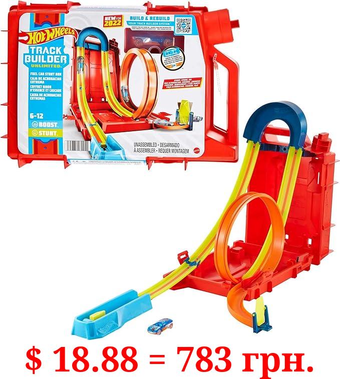 Hot Wheels Toy Car Track Set, Track Builder Unlimited Playset Fuel Can Stunt Box, 14 Component Parts & 1:64 Scale Vehicle