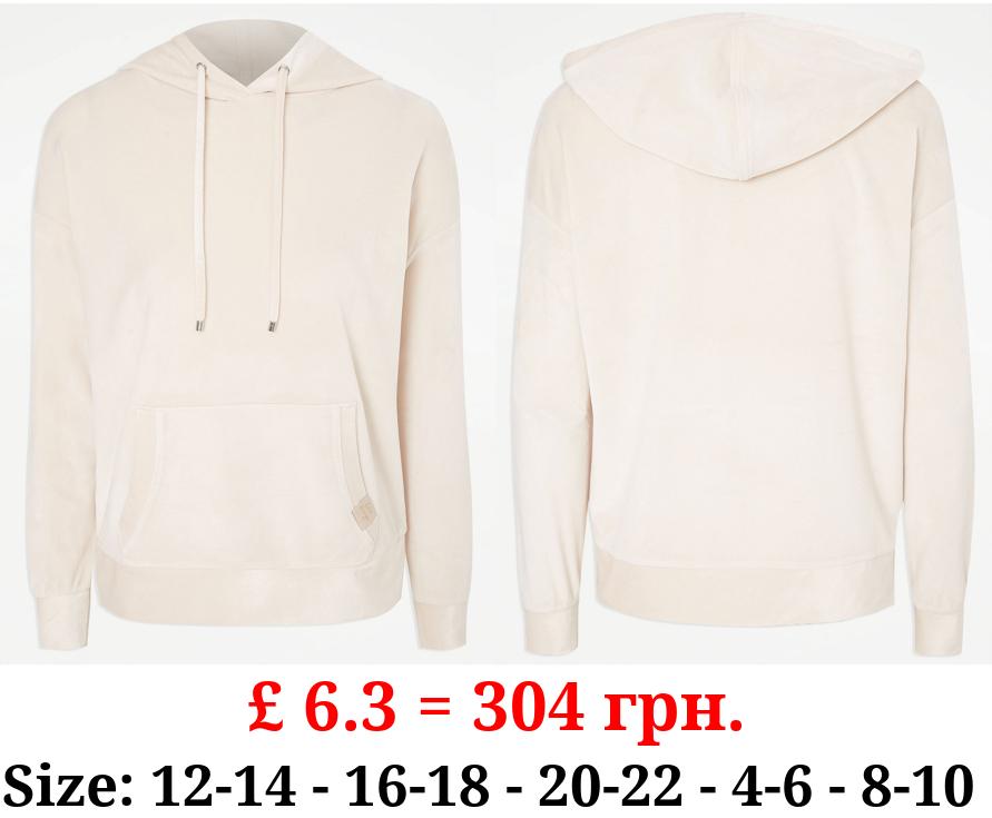 Cream Velour Loungewear Hoodie