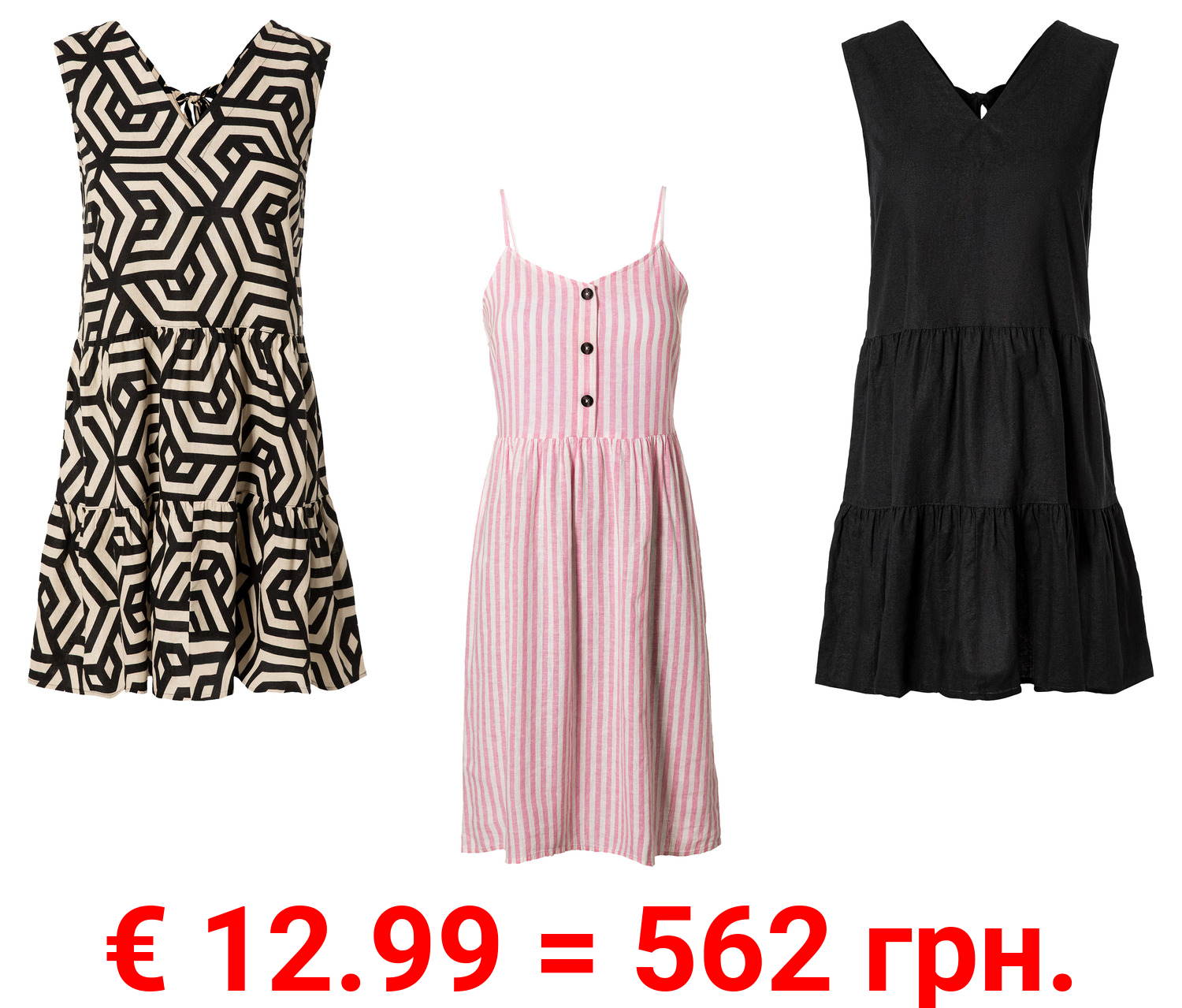 esmara® Damen Leinenkleid mit V-Ausschnitt