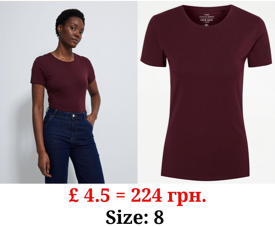 Burgundy Basic Crew Neck Top