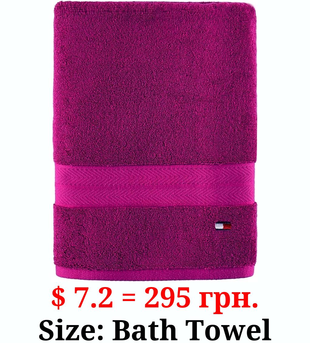 Tommy Hilfiger Modern American Solid Bath Towel, 30 X 54 Inches, 100% Cotton 574 GSM (Raspberry Rose)